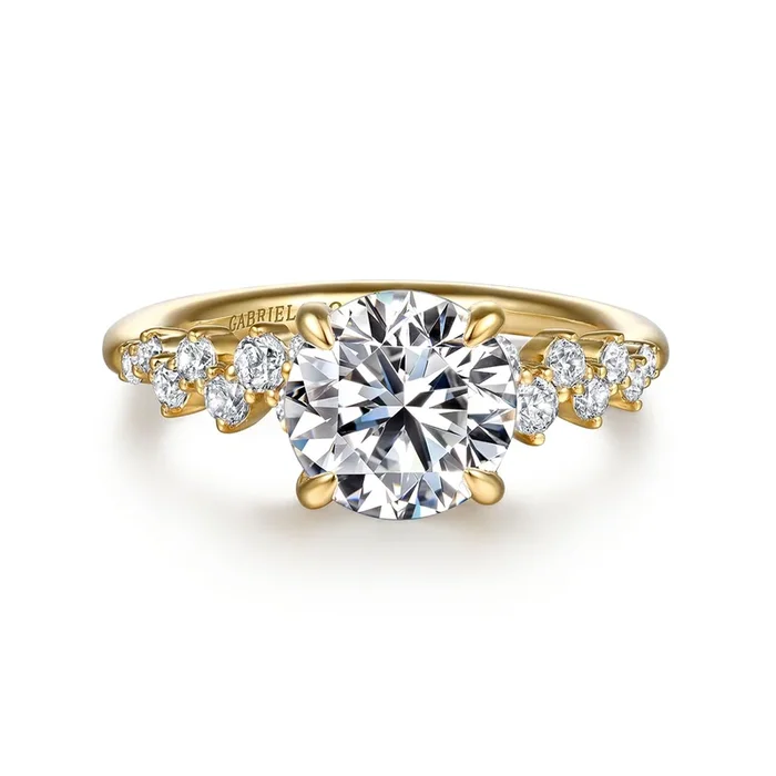 14K Yellow Gold ‘Cove’ Hidden Halo Round Natural Diamonds Natural Diamonds Engagement Ring
