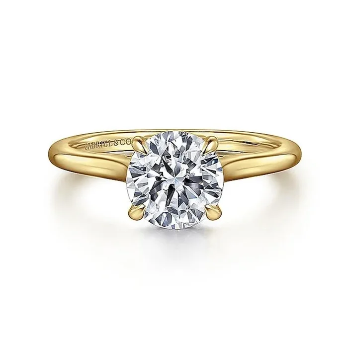 14K Yellow Gold ‘Ericka’ Hidden Halo Round Natural Diamonds Engagement Ring