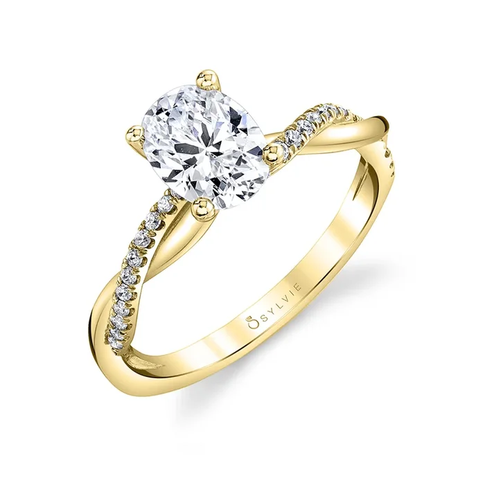 14K Yellow Gold ‘Yasmine’ Twist Oval Natural Diamonds Engagement Ring
