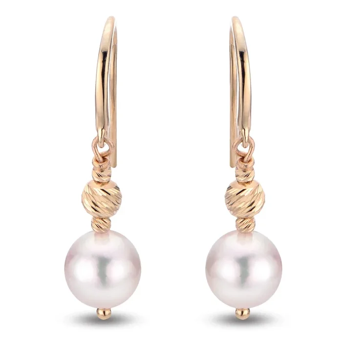 14k Yellow Gold Akoya Pearl Earrings