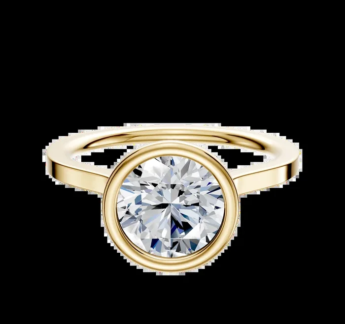 14K Yellow Gold Bezel Full Bezel North/South Cathedral Flat 1.5mm Engagement Ring