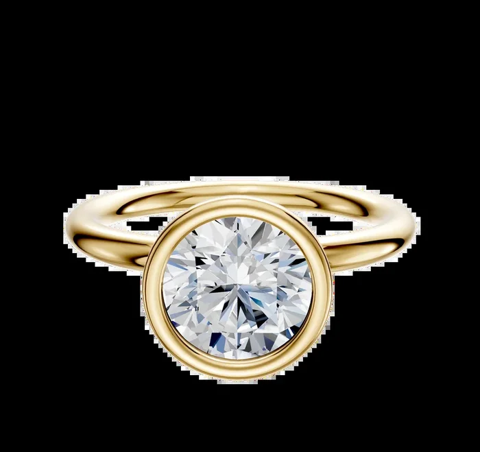 14K Yellow Gold Bezel Full Bezel North/South Classic Dome 2.0mm Engagement Ring