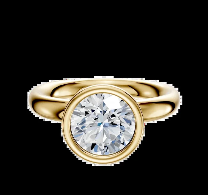 14K Yellow Gold Bezel Full Bezel North/South Classic Dome 3.0mm Engagement Ring