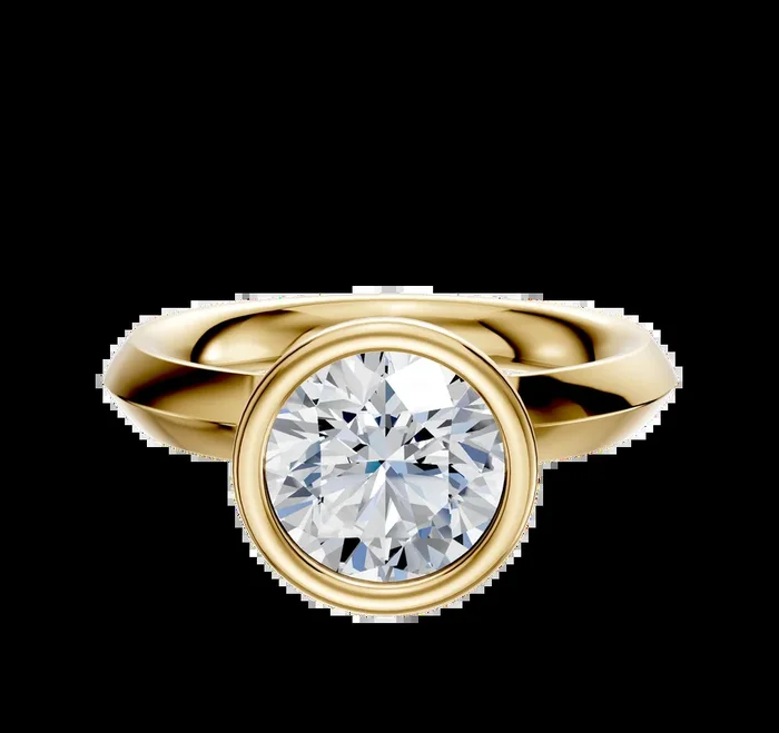 14K Yellow Gold Bezel Full Bezel North/South Classic Knife Edge 3.0mm Engagement Ring