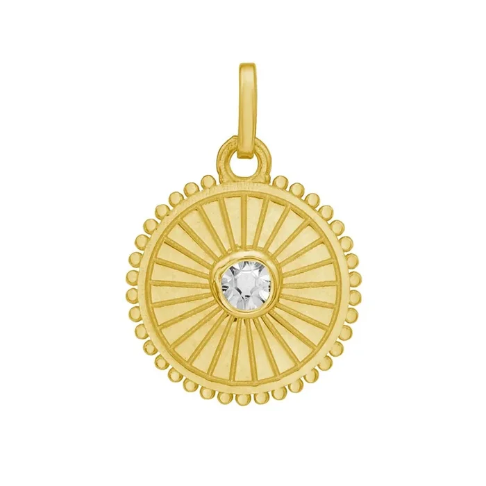 14K Yellow Gold Circle Diamond Pendant