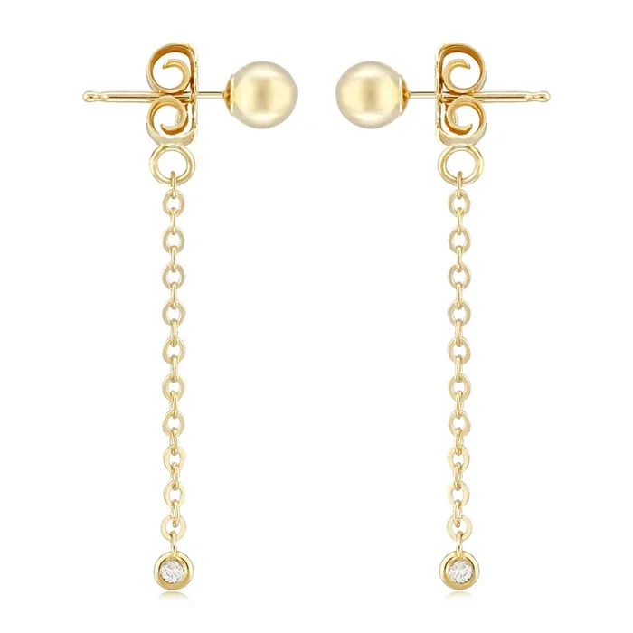 14K Yellow Gold Dangle Diamond Earrings