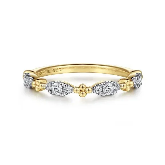 14K Yellow Gold Diamond Marquise Shape Bujukan Stackable Ring