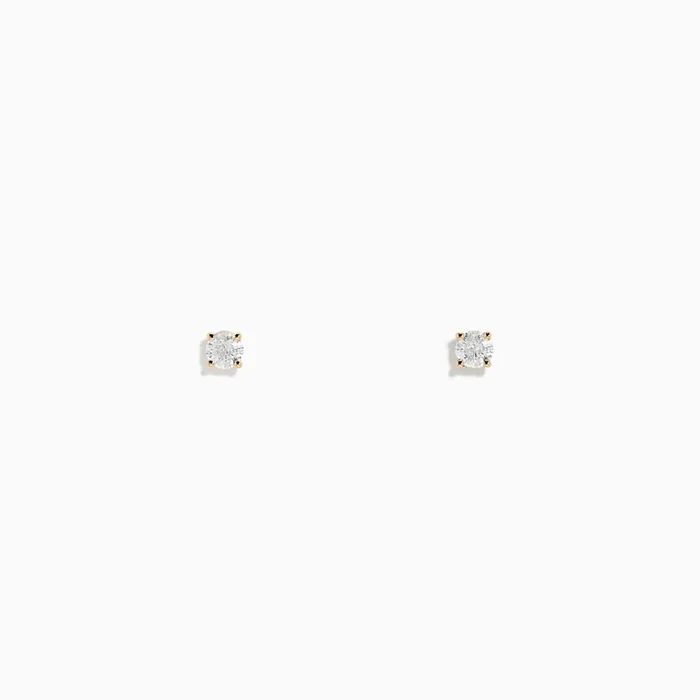 14K Yellow Gold Diamond Solitaire Stud Earrings, 0.15 TCW