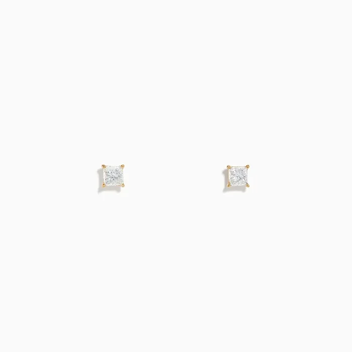 14K Yellow Gold Diamond Solitaire Stud Earrings, 0.25 TCW