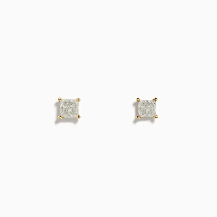 14K Yellow Gold Diamond Stud Earrings