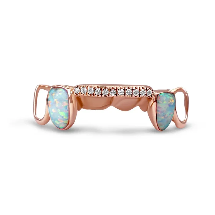14K Yellow Gold Double Opal Cap (Top) Grillz