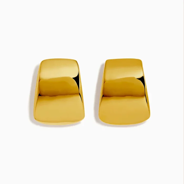 14K Yellow Gold Drop Rectangle Earrings