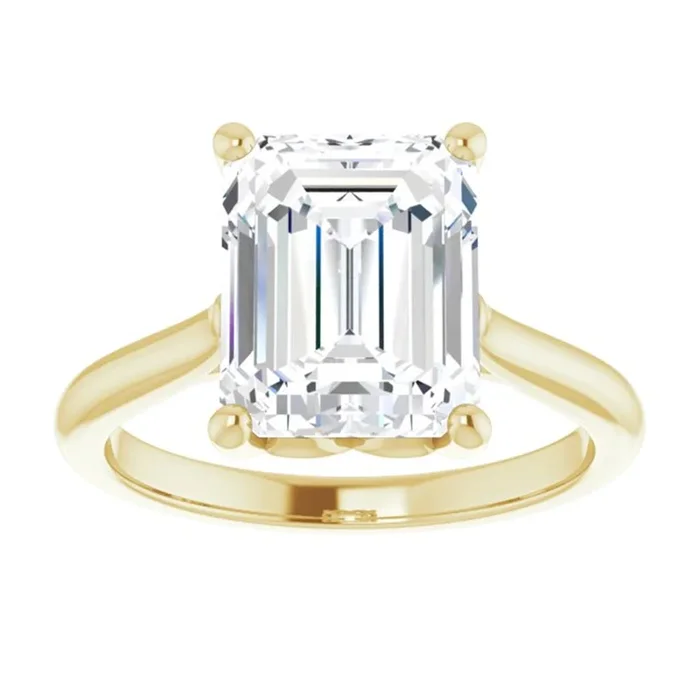 14K Yellow Gold Emerald Center Solitaire Engagement Ring