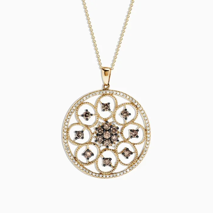 14K Yellow Gold Espresso and White Diamond Pendant, 1.43 TCW