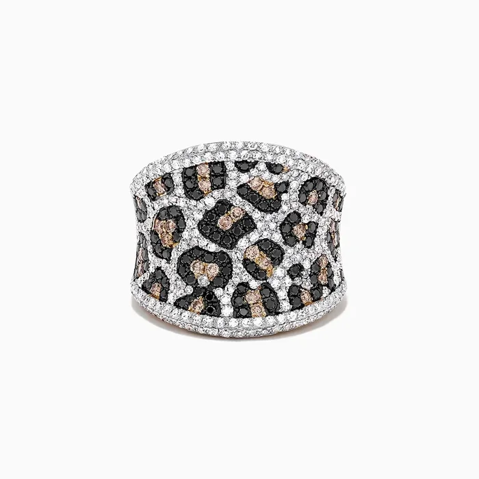 14K Yellow Gold Espresso, Black and White Diamond Ring, 1.83 TCW