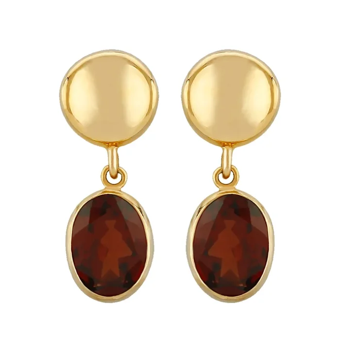 14K Yellow Gold Garnets Earrings