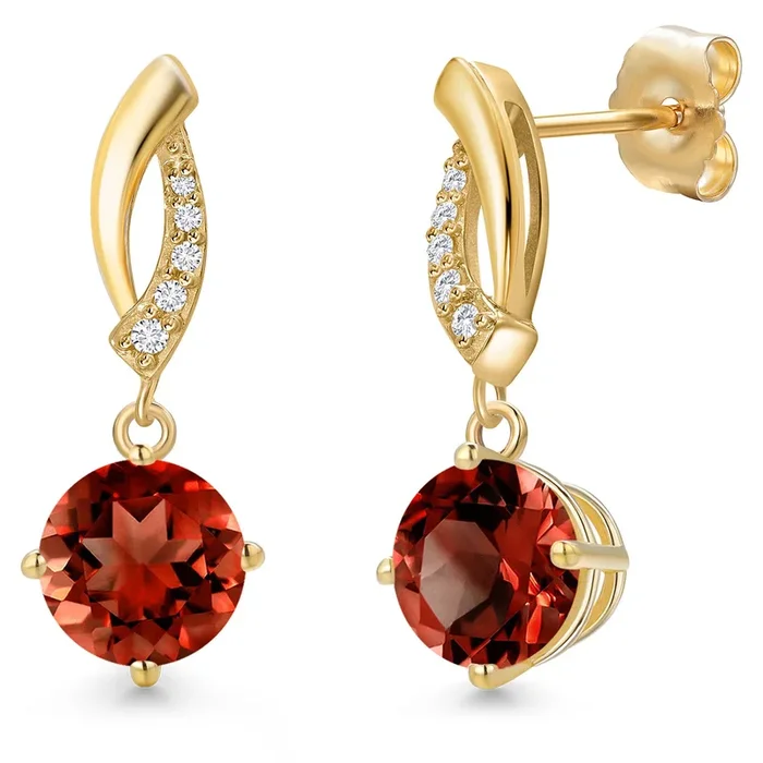 14K Yellow Gold Gemstone Birthstone and Lab Grown Diamond Dangle Earrings for Women | Round 7MM | Fine Jewelry Gifts for Her Mom Women Wife