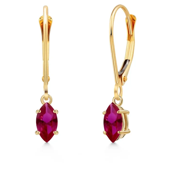 14K Yellow Gold Gemstone Birthstone Leverback Dangle Earrings for Women | Marquise 6X3MM | Fine Jewelry Gifts for Her Mom Women Wife