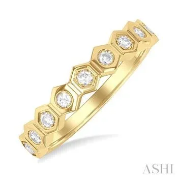 14K Yellow Gold Geometric Diamond Fashion Ring