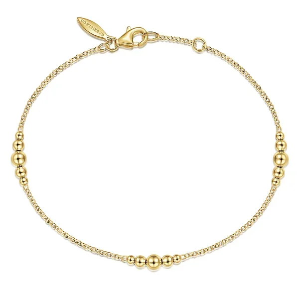 14K Yellow Gold Graduating Bead Stations Bracelet – Shot 3