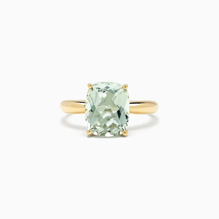 14K Yellow Gold Green Amethyst Ring, 3.95 TCW