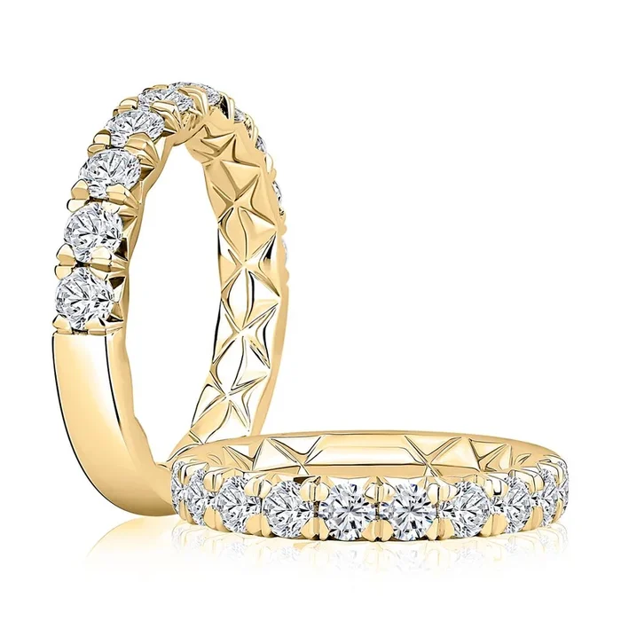 14K Yellow Gold Half Anniversary Natural Diamonds Band
