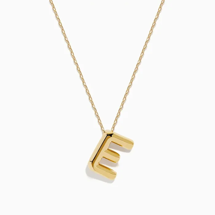 14K Yellow Gold Initial “E” Bubble Pendant