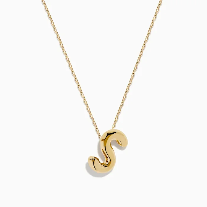 14K Yellow Gold Initial “S” Bubble Pendant