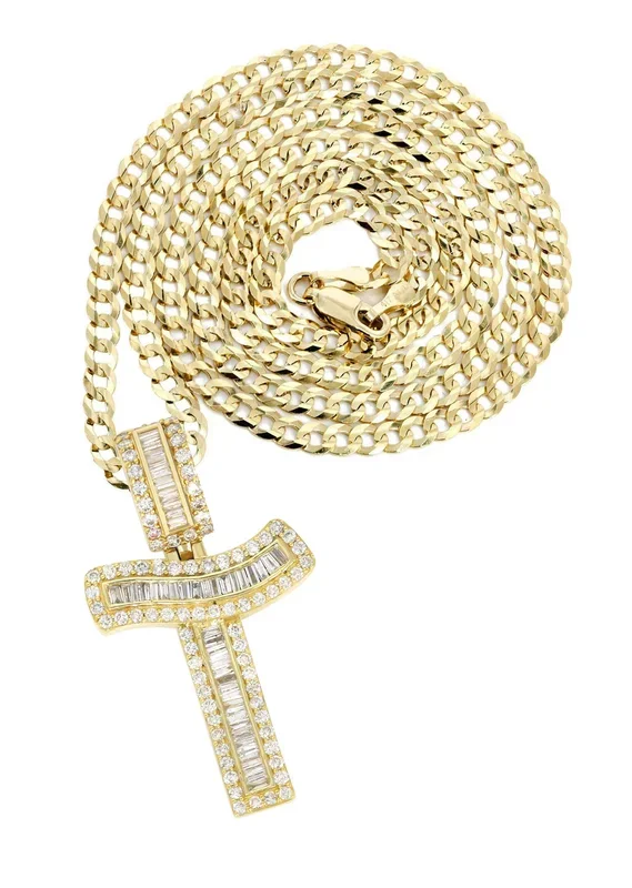 14K Yellow Gold Letter “T” Baguette Diamond Necklace | 1.85 Carats