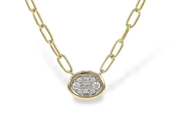 14K Yellow Gold Natural Diamonds Paperclip Necklace
