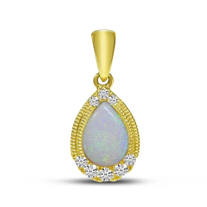 14K Yellow Gold Opal Pear Pendant