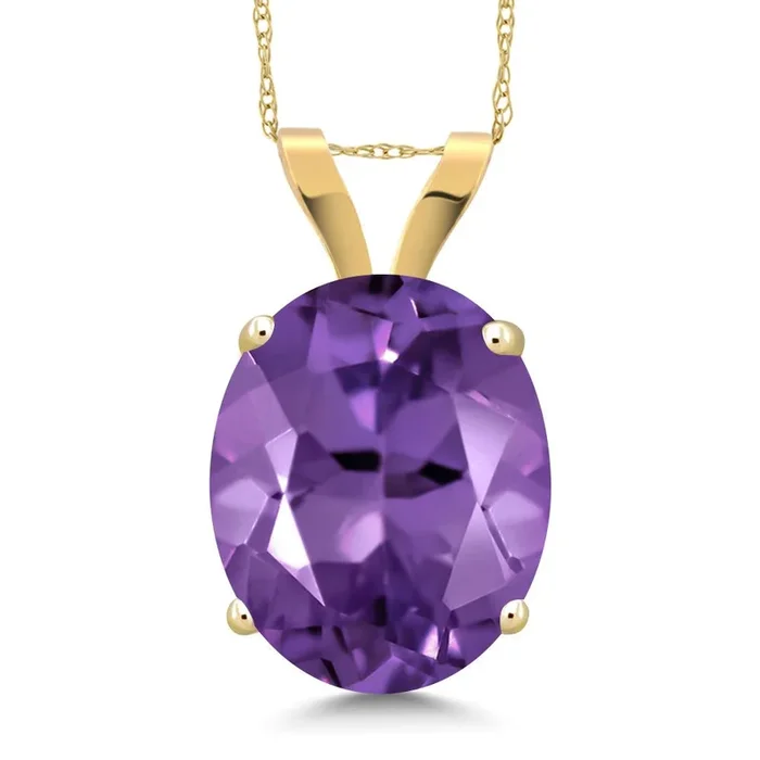 14K Yellow Gold Oval Gemstone Birthstone Necklace for Women | Oval 11X9MM | Gold Necklace Pendant for Women | With 18 Inch Chain | Fine Jewelry Gifts for Her Mom Women Wife