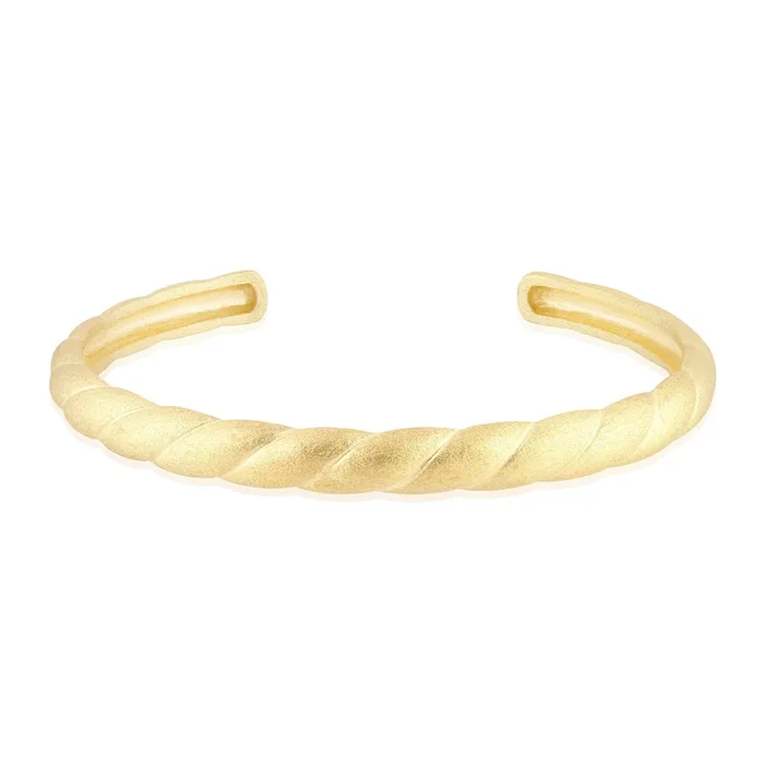 14K Yellow Gold Overlay Matte Twisted Cuff