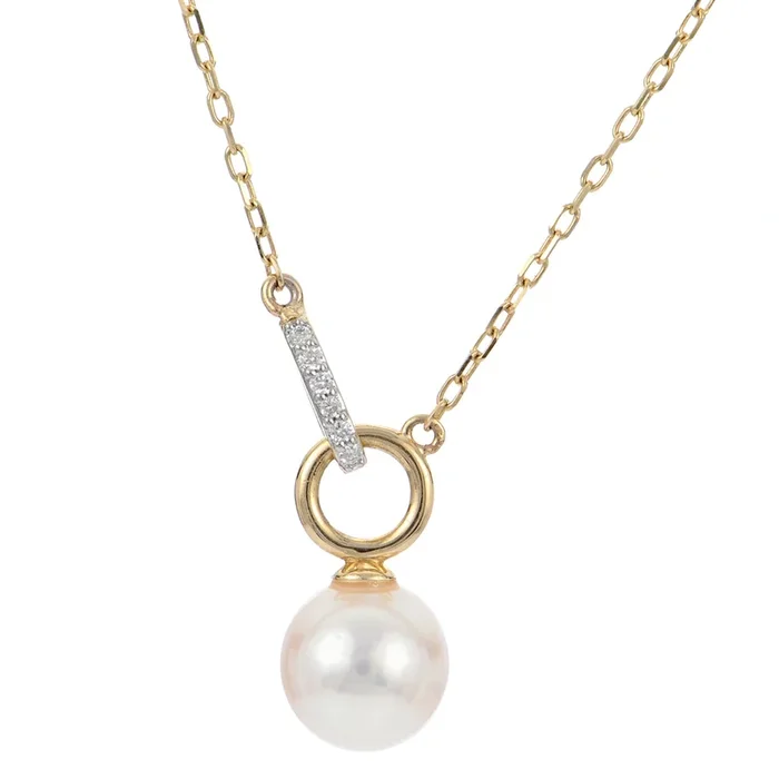 14K Yellow Gold Pearl And Diamond Necklace