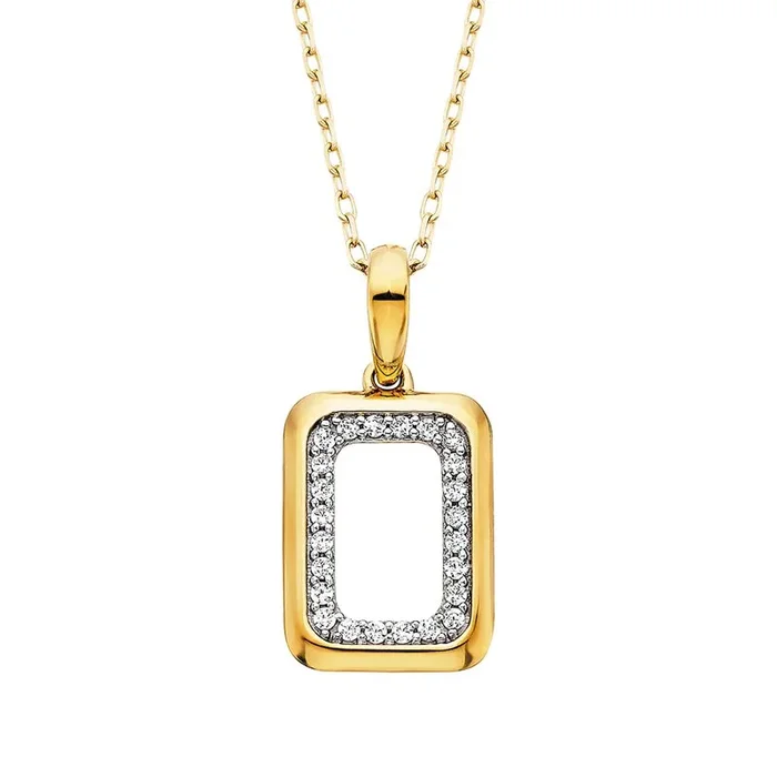 14k Yellow Gold Rectangular Halo Pendant