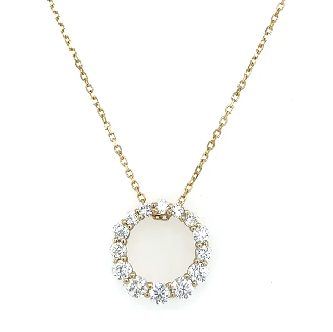 14K Yellow Gold Round Shape Diamond Circle Pendant (.65ctw)
