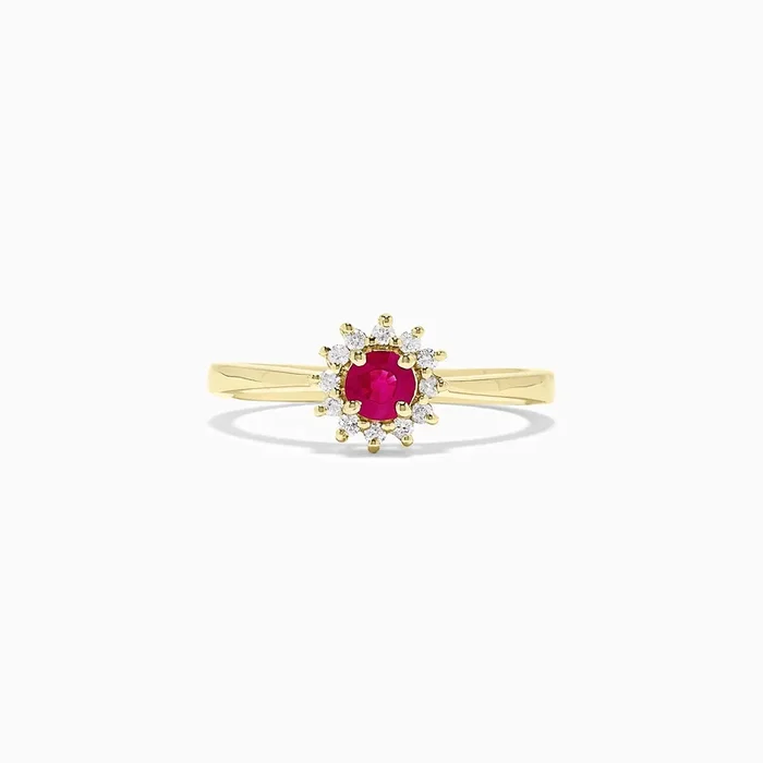 14K Yellow Gold Ruby and Diamond Ring, 0.44 TCW