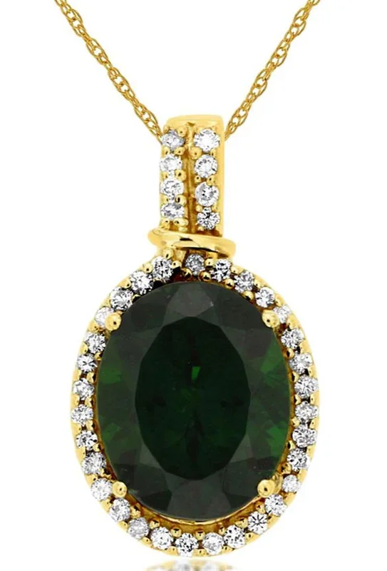 14K Yellow Gold Russalite And Diamond Halo Pendant