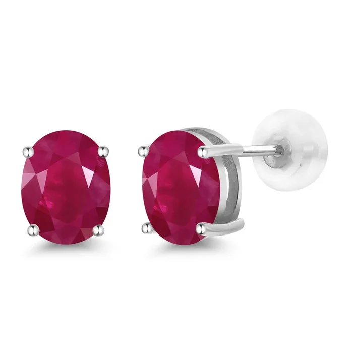 14K Yellow or White Gold Oval Gemstone Birthstone Stud Earrings for Women Men | Oval 8X6MM