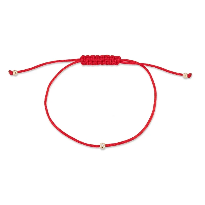 14kt Diamond Dot on Red Nylon Bracelet – Men