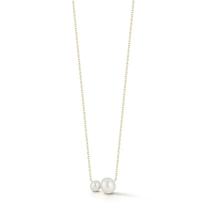 14kt Duo Suspended Pearl Necklace
