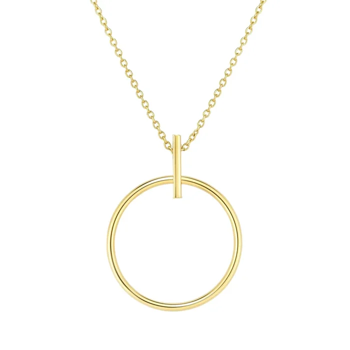 14kt Gold 17 inches Yellow Finish 29×22.6mm Ring of Life Necklace with Lobster Clasp