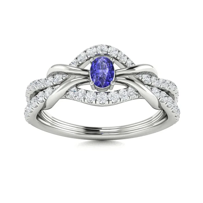 14kt Gold Oval Brilliant Tanzanite and Diamond Ring (Tanzanite 0.25 cts. Diamonds 0.25 cts.)