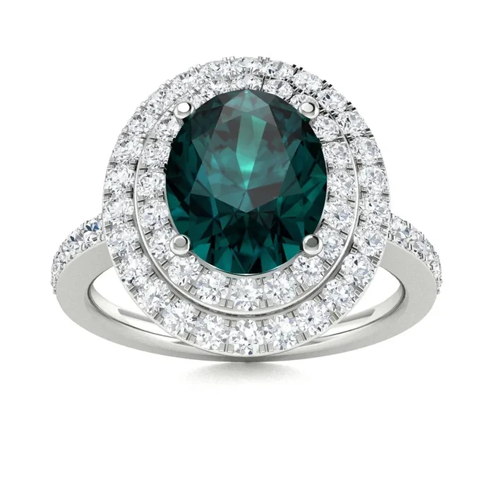 14KT Gold Oval Natural Alexandrite & Diamond Ring (Alexandrite 1.50 cts Dia 0.60cts)