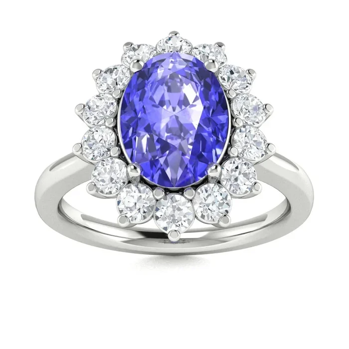 14KT Gold Oval Tanzanite and Diamond Ring (Tanzanite 2.25 cts. White Diamonds 0.50 cts.)