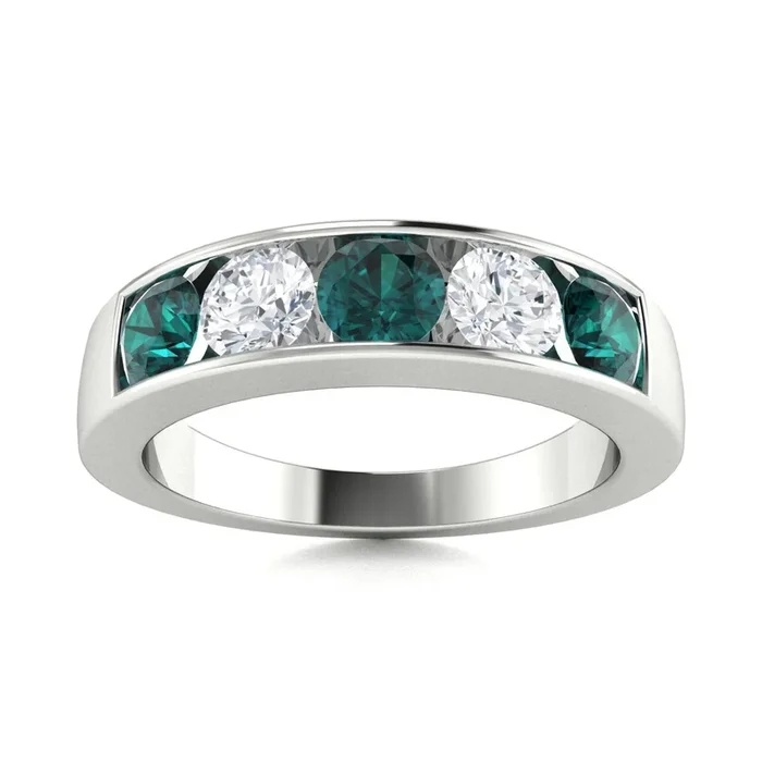 14KT Gold Round Natural Alexandrite & Diamond Ring (Alexandrite 0.49 cts Wht Dia 0.28 cts)