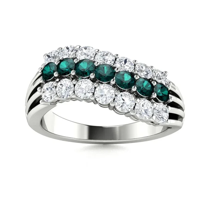 14KT Gold Round Natural Alexandrite & Diamond Ring (Alexandrite 0.85 cts Wht Dia 0.35 cts)