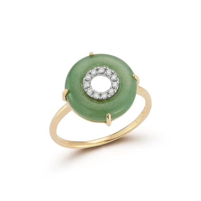 14kt Jade and Diamond Donut Ring