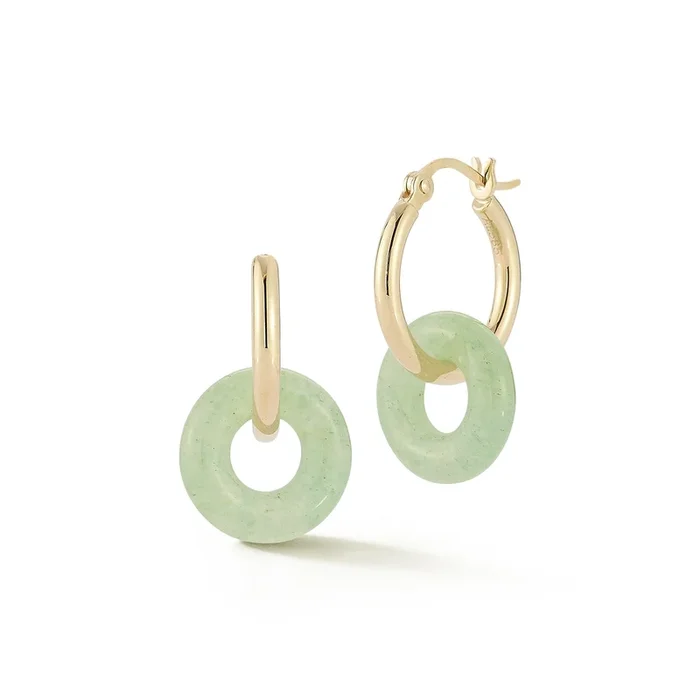 14kt Jade Donut Hoops
