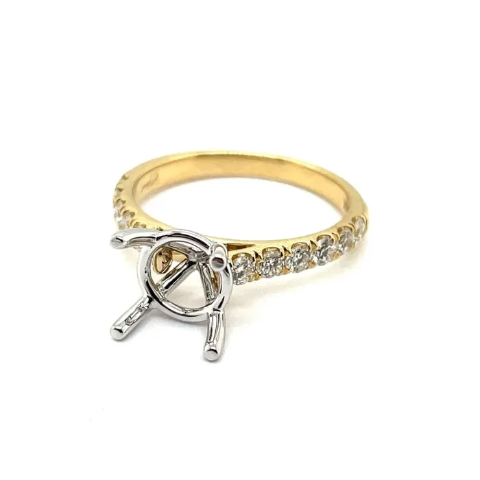 14kt White And Yellow Gold 8.1Mm Round Diamond Mounting
